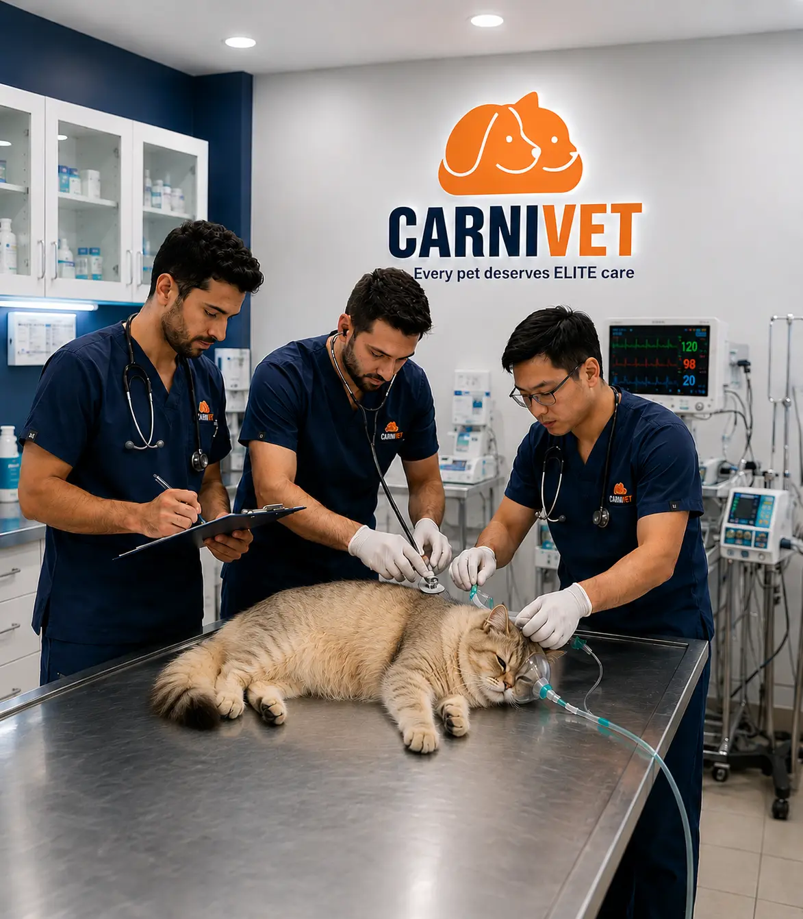 Advanced veterinary diagnostics monitor illustration