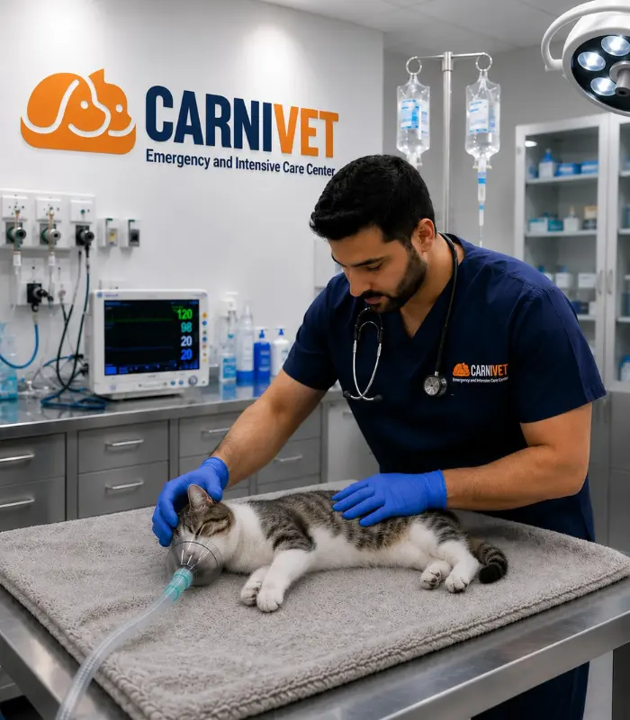 Emergency veterinary examination illustration